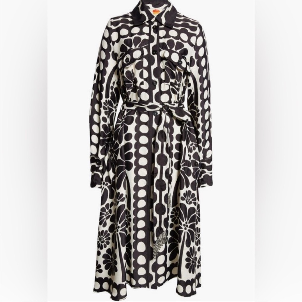 Farm Rio Palermo Black and White Long Sleeve Shirt Dress 
Size S NWT